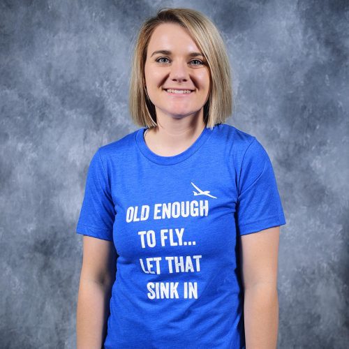Old Enough To Fly Blue T Shirt Front fly youth shirt