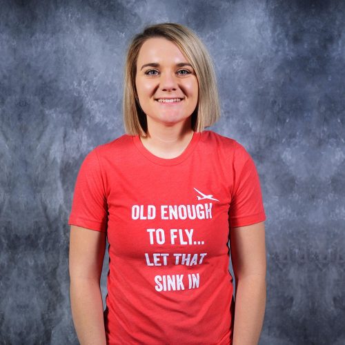 Old Enough To Fly Red T Shirt Front fly youth shirt